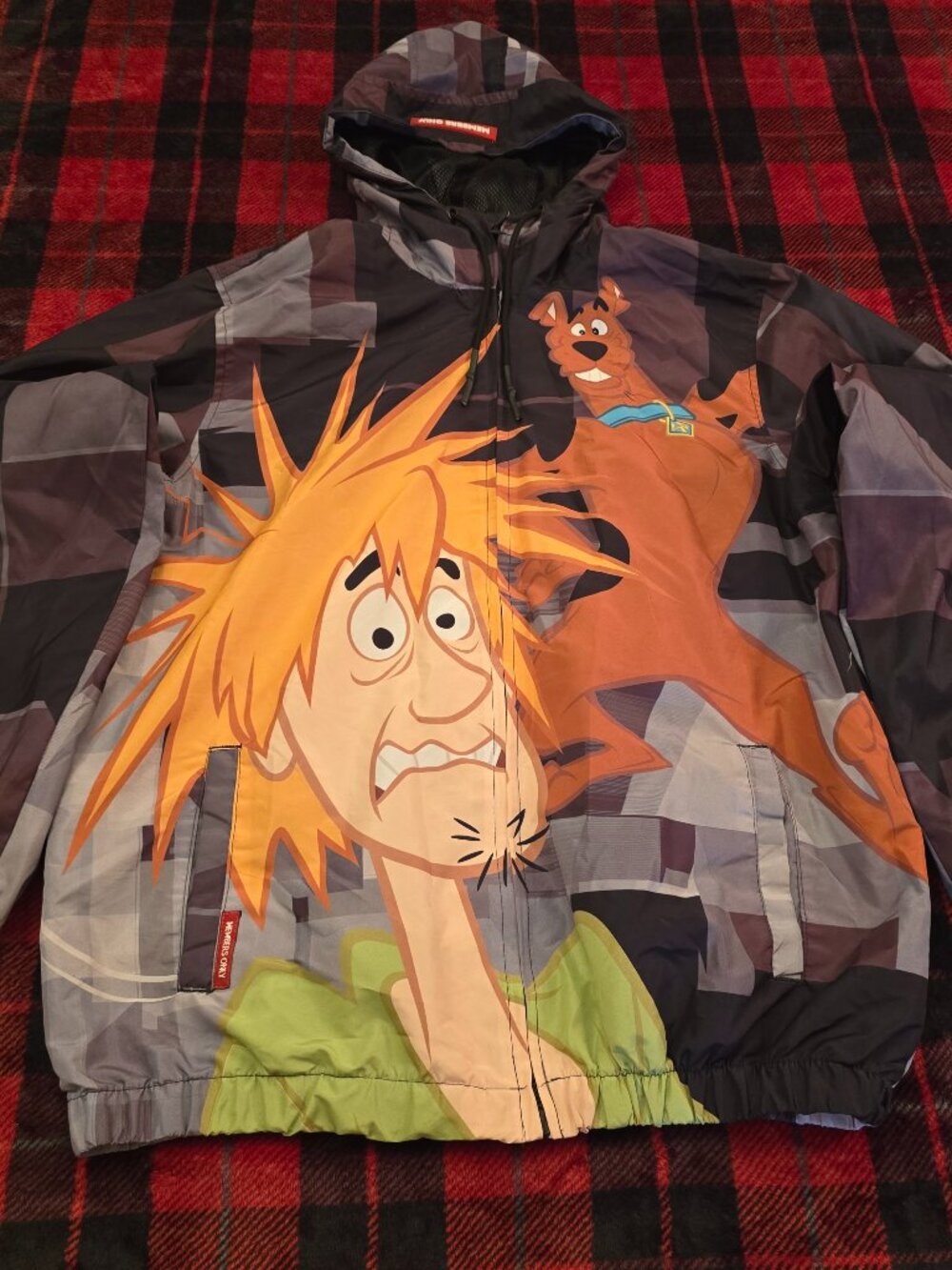 Members Only x Scooby-Doo Windbreaker Jacket Graphic Print Grey Medium